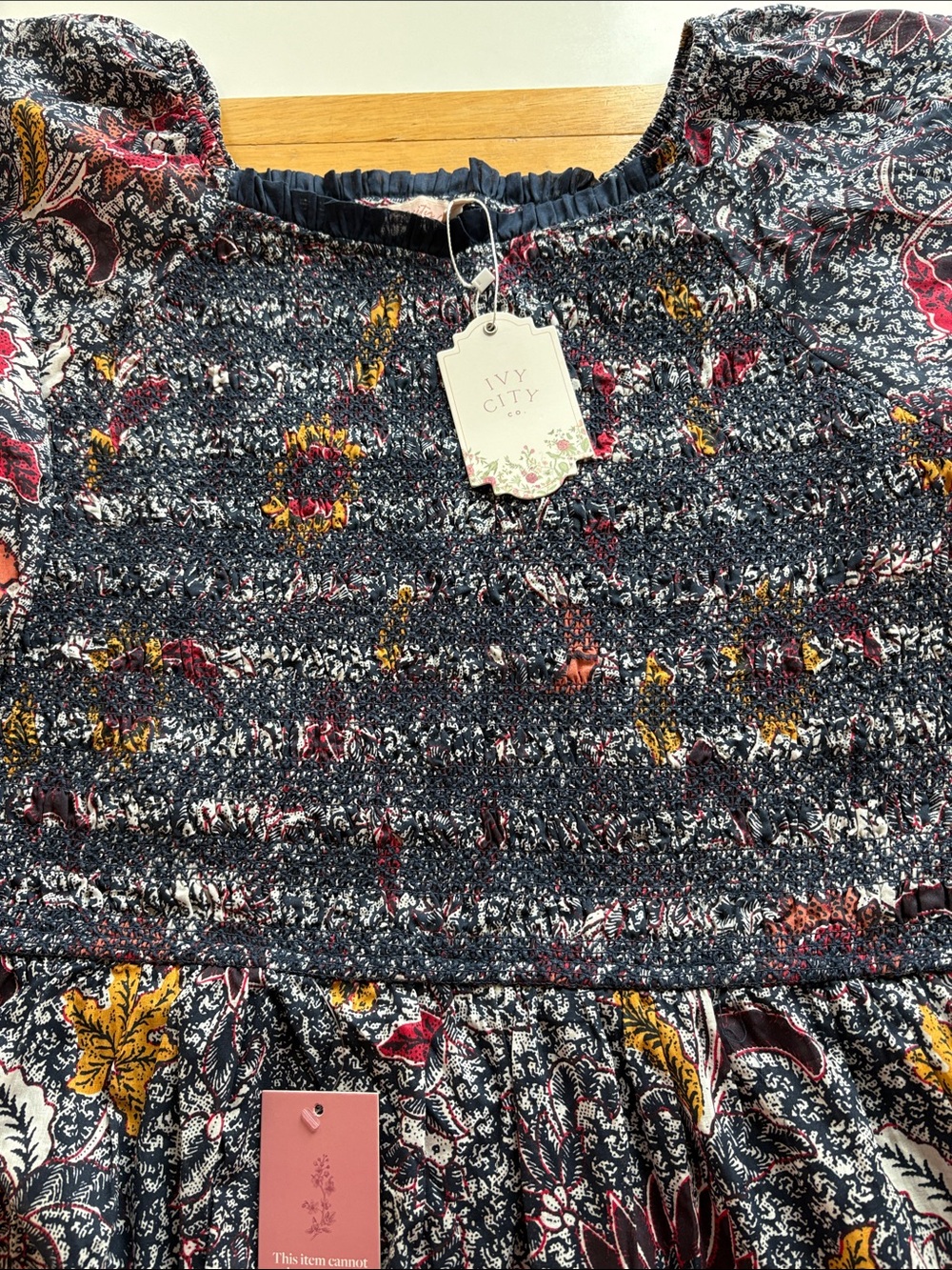 Ivy City Co Roselyn in Navy Floral Smocked Maxi Dress Sz 3XL - Picture 6 of 8